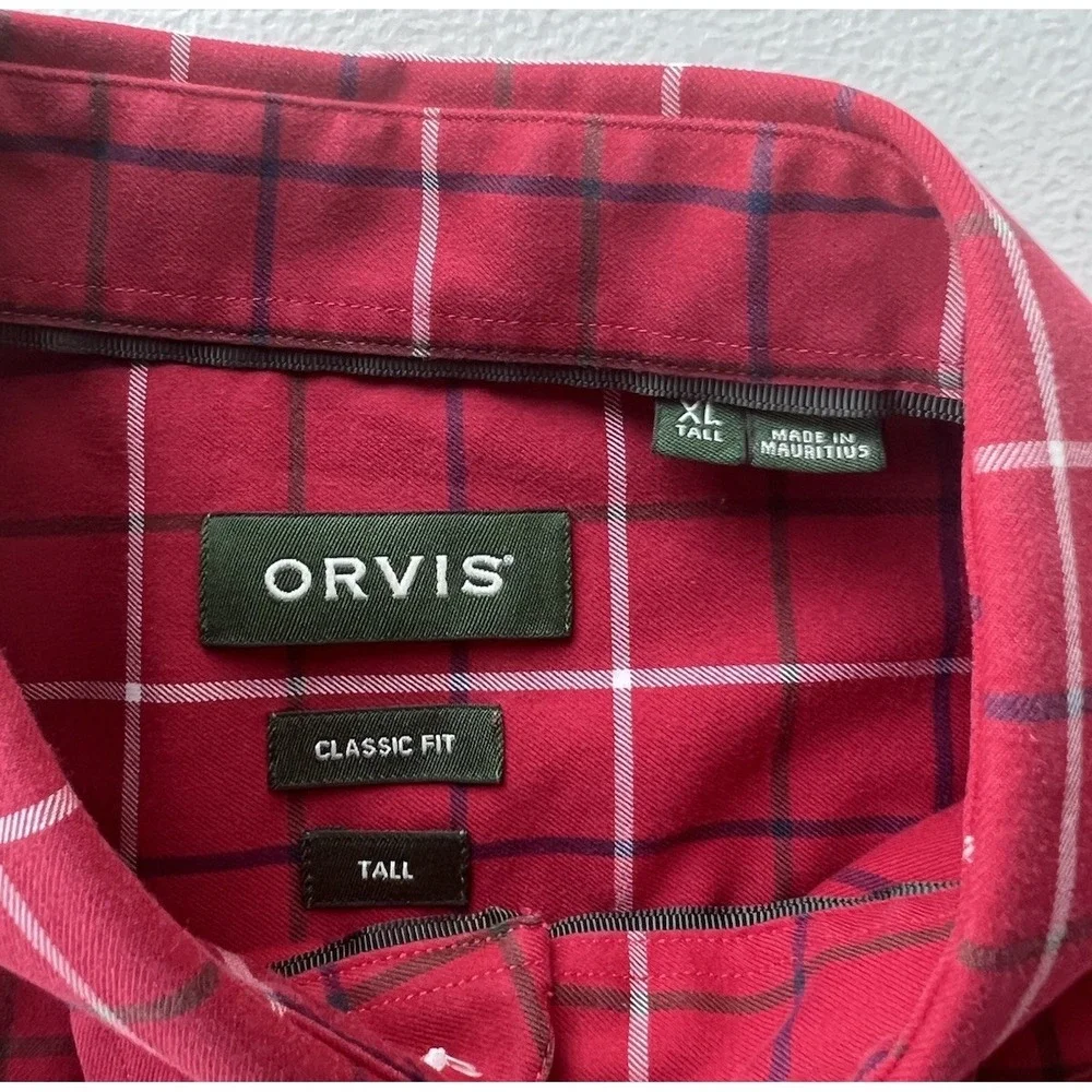 Orvis Mens Plaid Button Down Shirt Long Sleeve Large Tall Classic Fit - Picture 2 of 3